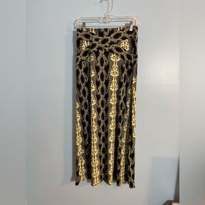 vintage “eci new york” maxi skirt fun funky print yellow and black size S